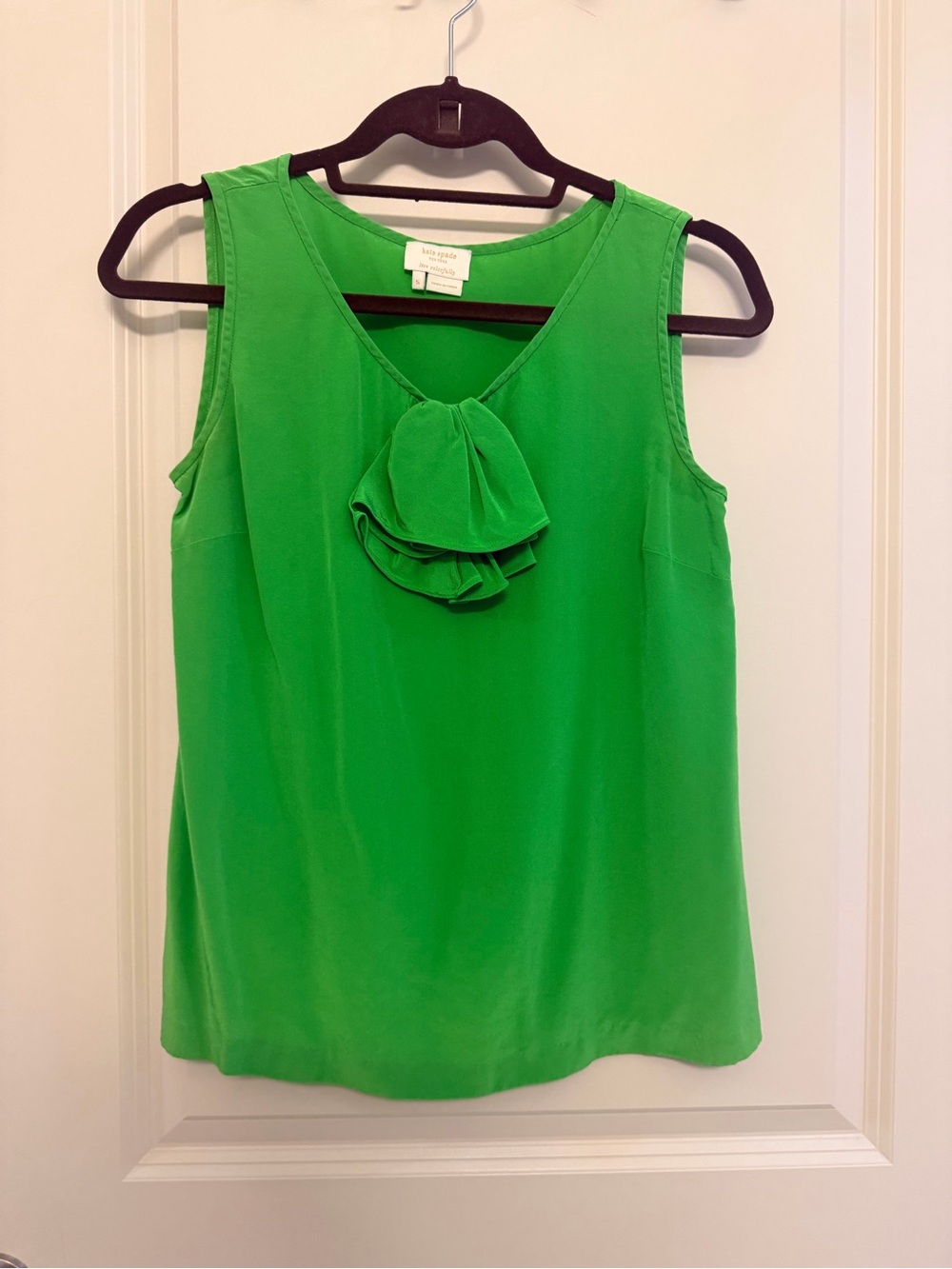 kate spade Bright Green Sleeveless Ruffle-Front Camisole